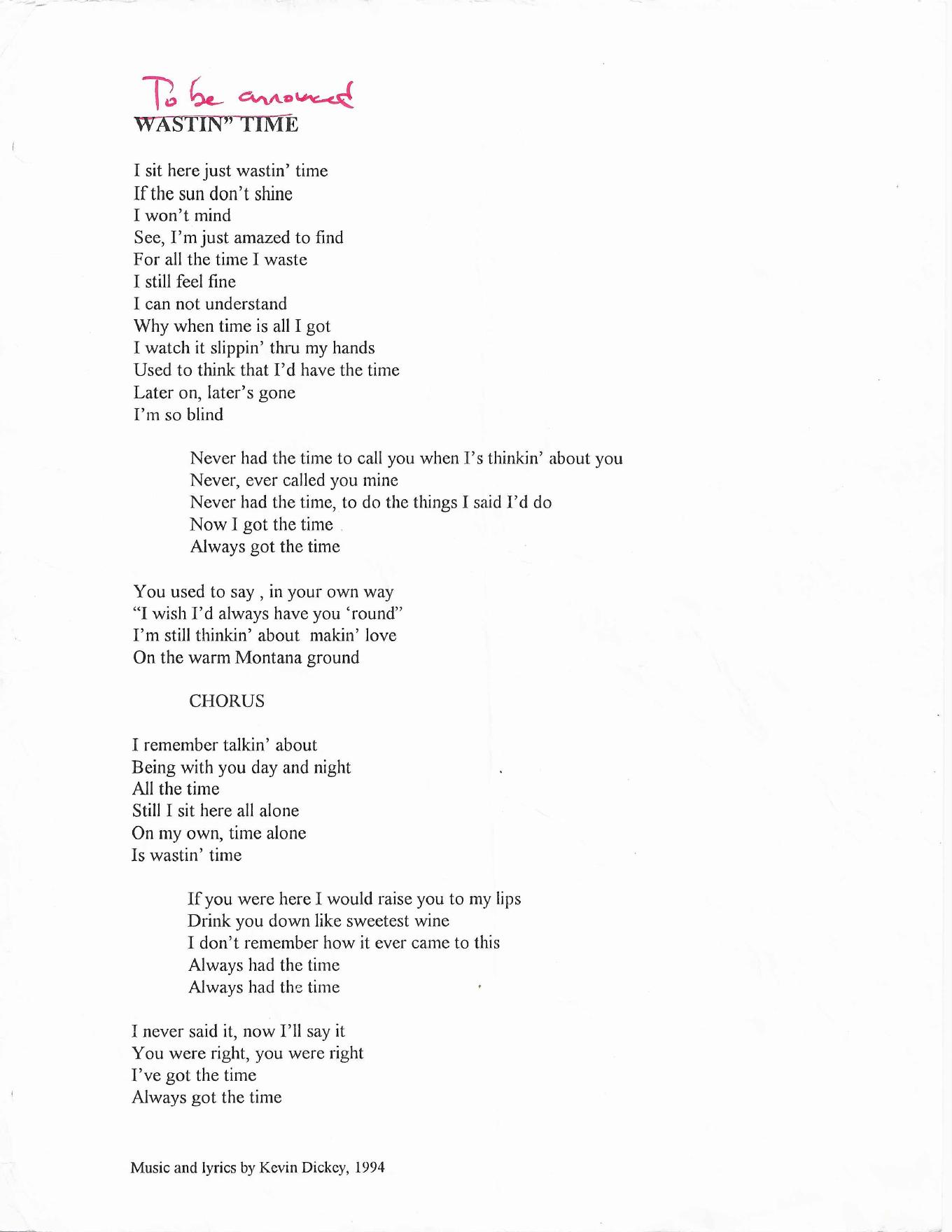 Wasting Time - Uncle Shinbone archive media