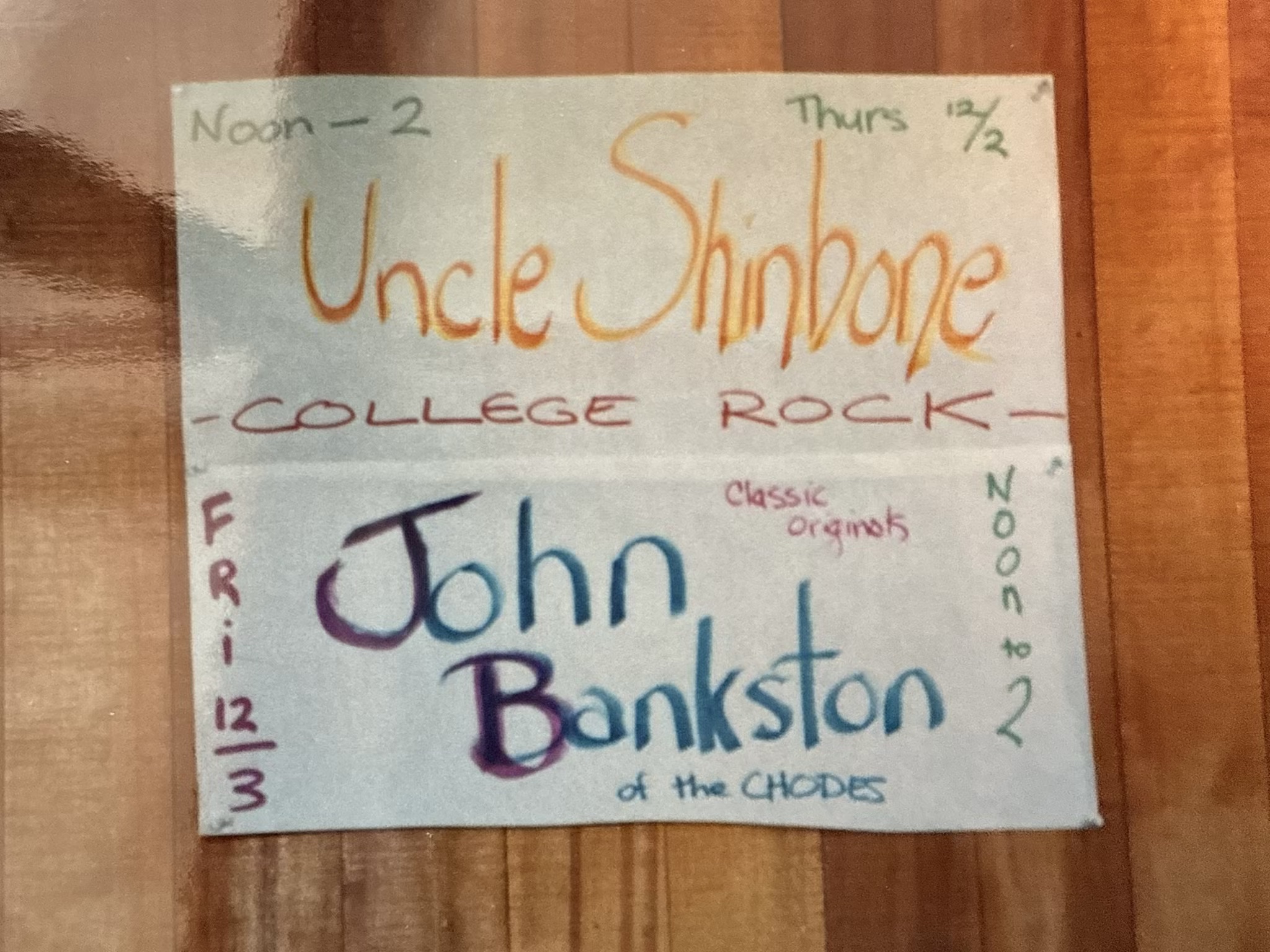 Flyer: Cal Poly UU,  Friday Dec 2 - Uncle Shinbone archive media