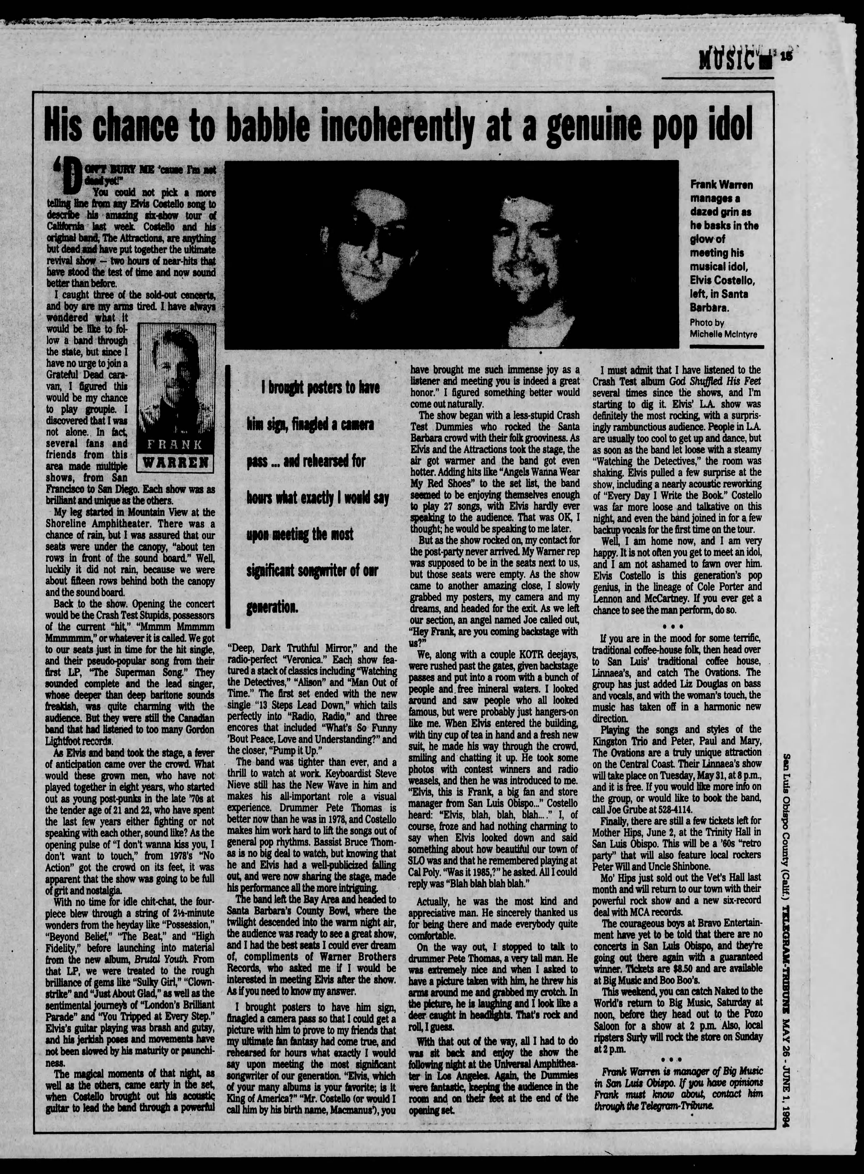 The Tribune clipping - May 26, 1994 p. 47 - Uncle Shinbone archive media